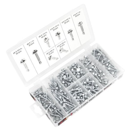Performance Tool 200-Pc Hex Washer Self Drilling Hdwr Kit-Screws, W5220 W5220